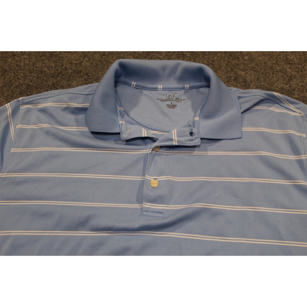 Golden Bear Performance Golf Polo Shirt‎ Mens Large L Blue Striped